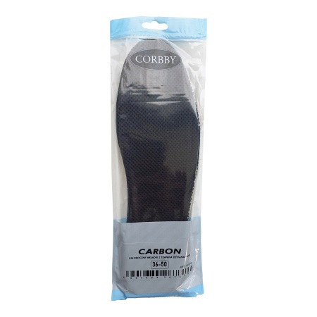 Стельки вырезные демисезонные CARBON XL (35-49) (мембранная ткань+латекс+уголь) CORBBY